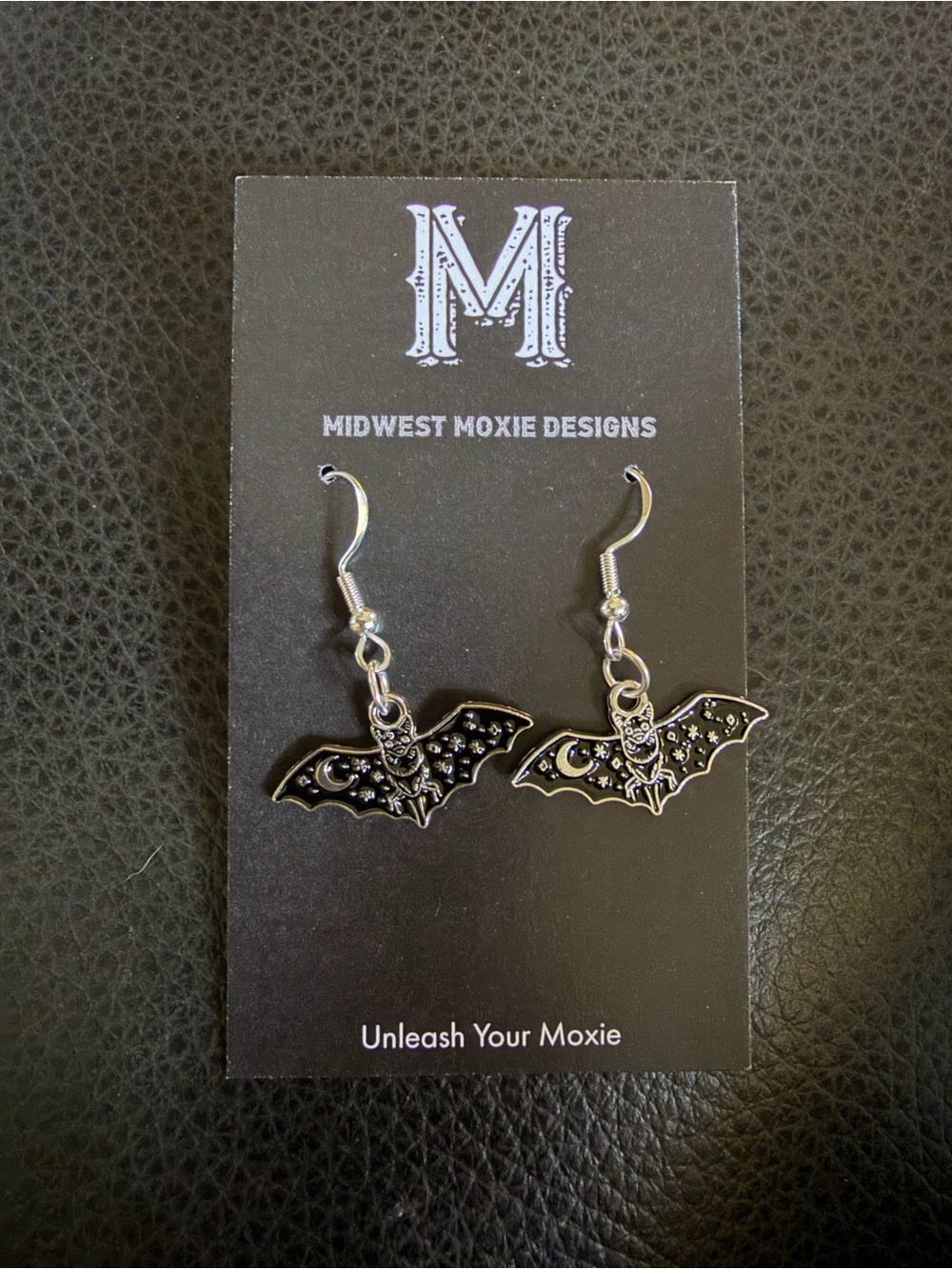 Black Bat Dangle Earrings